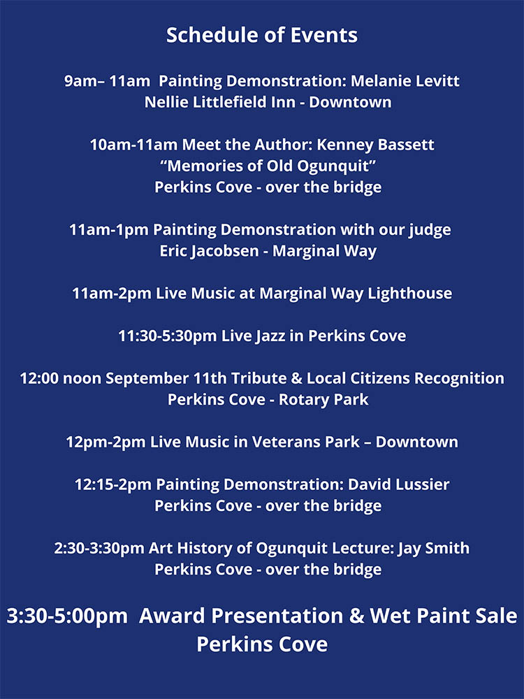 Schedule of Events - Perkins Cove Plein Air Painting Event